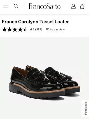 Franco Sarto Carolynn Black Patent Tassel Loafer
